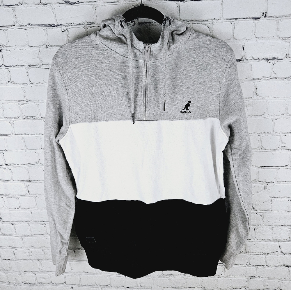 KANGOL | colour block ⅓ zip pullover hoodie